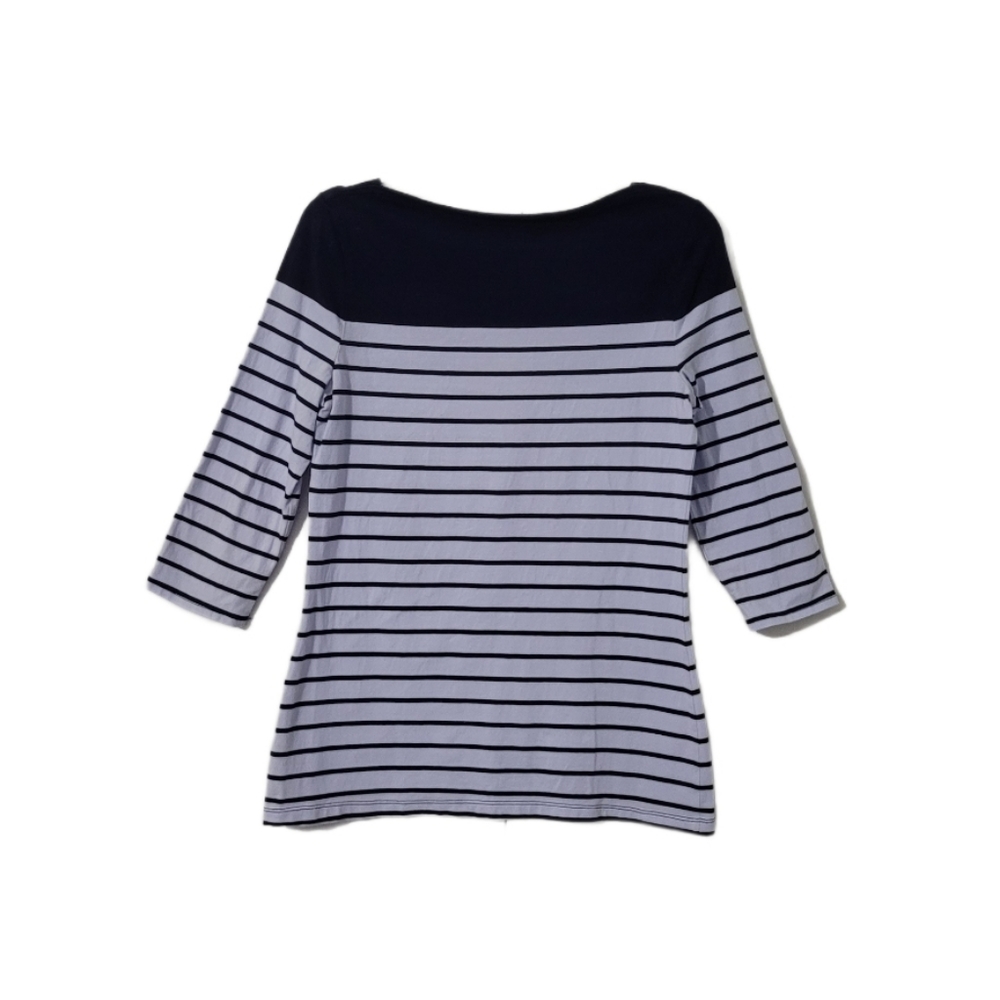 Merona Women's Size Medium 3/4 Sleeve  Striped  Top/Shirt  Blue & Gray - Picture 2 of 6
